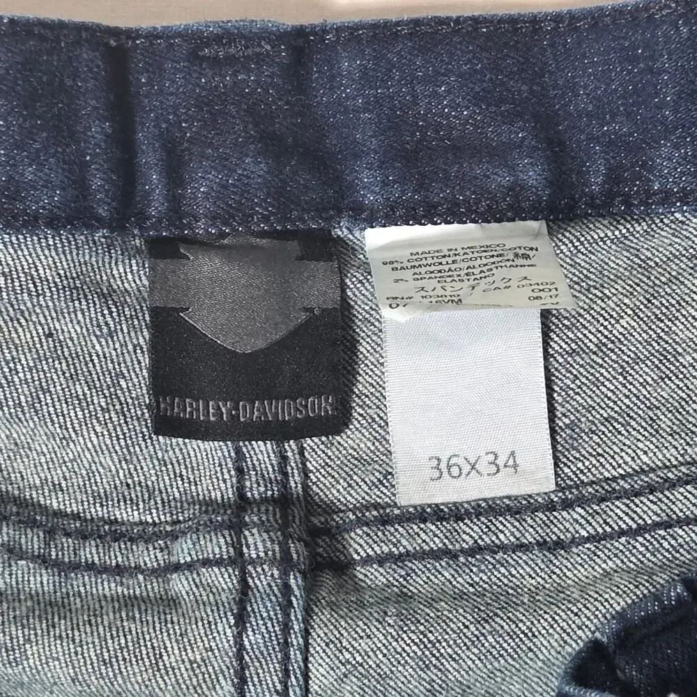 Harley-Davidson Performance Stretch Jeans Mens 36x34 Dark Wash Indigo Biker